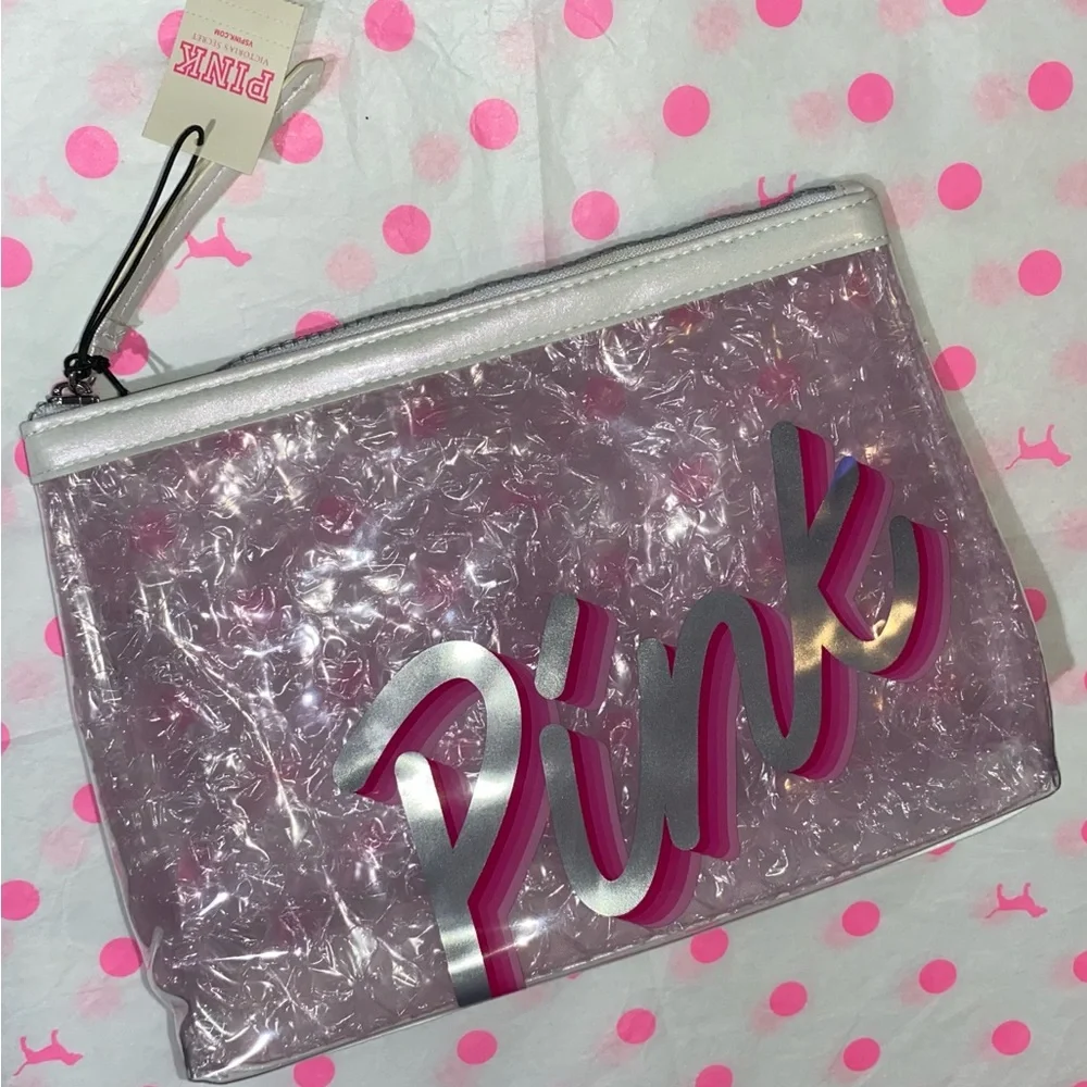 NWT Victoria’s Secret Pink makeup case cosmetic bag beauty bag travel case heart
